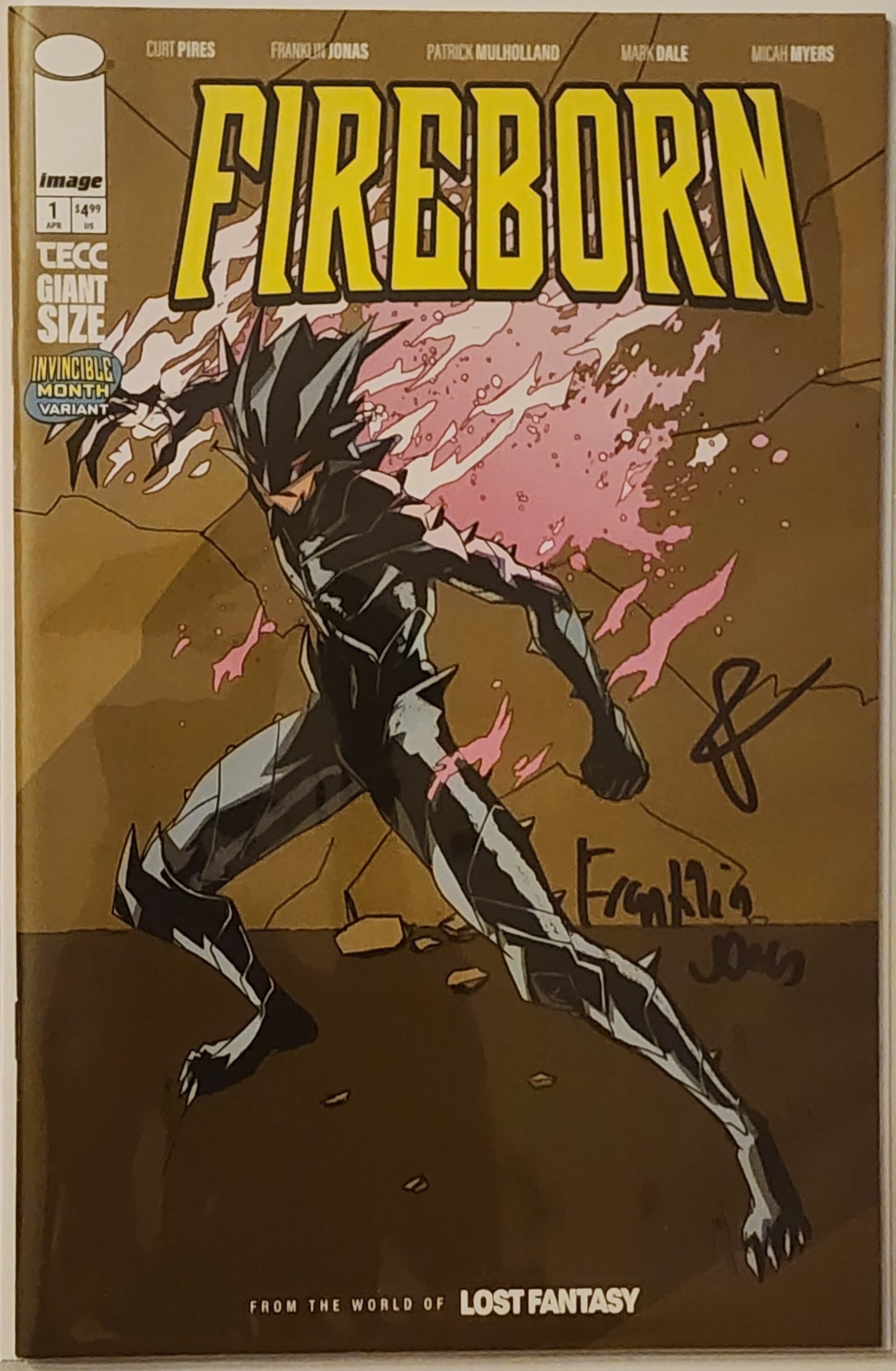 Fireborn #1 Double Signed by Frankie Jonas and Curt Pines (Invincible Homage) CoA