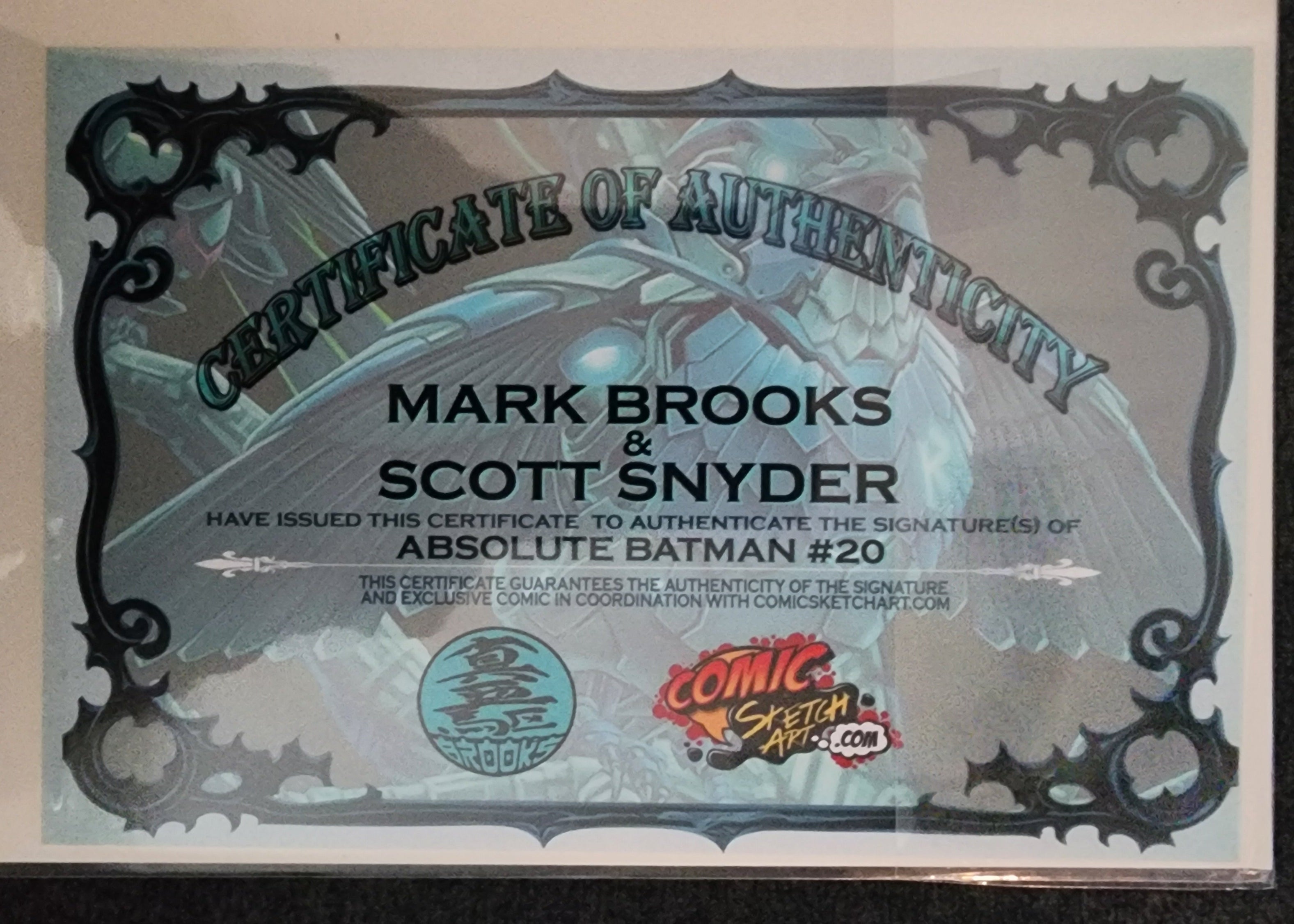 Absolute Batman #20 Mark Brooks Trade Variant 2X Signed by Snyder & Brooks!🔥COAbsolute Batman #20 Mark Brooks Webstore Glow-in-the-Dark Virgin Variant
