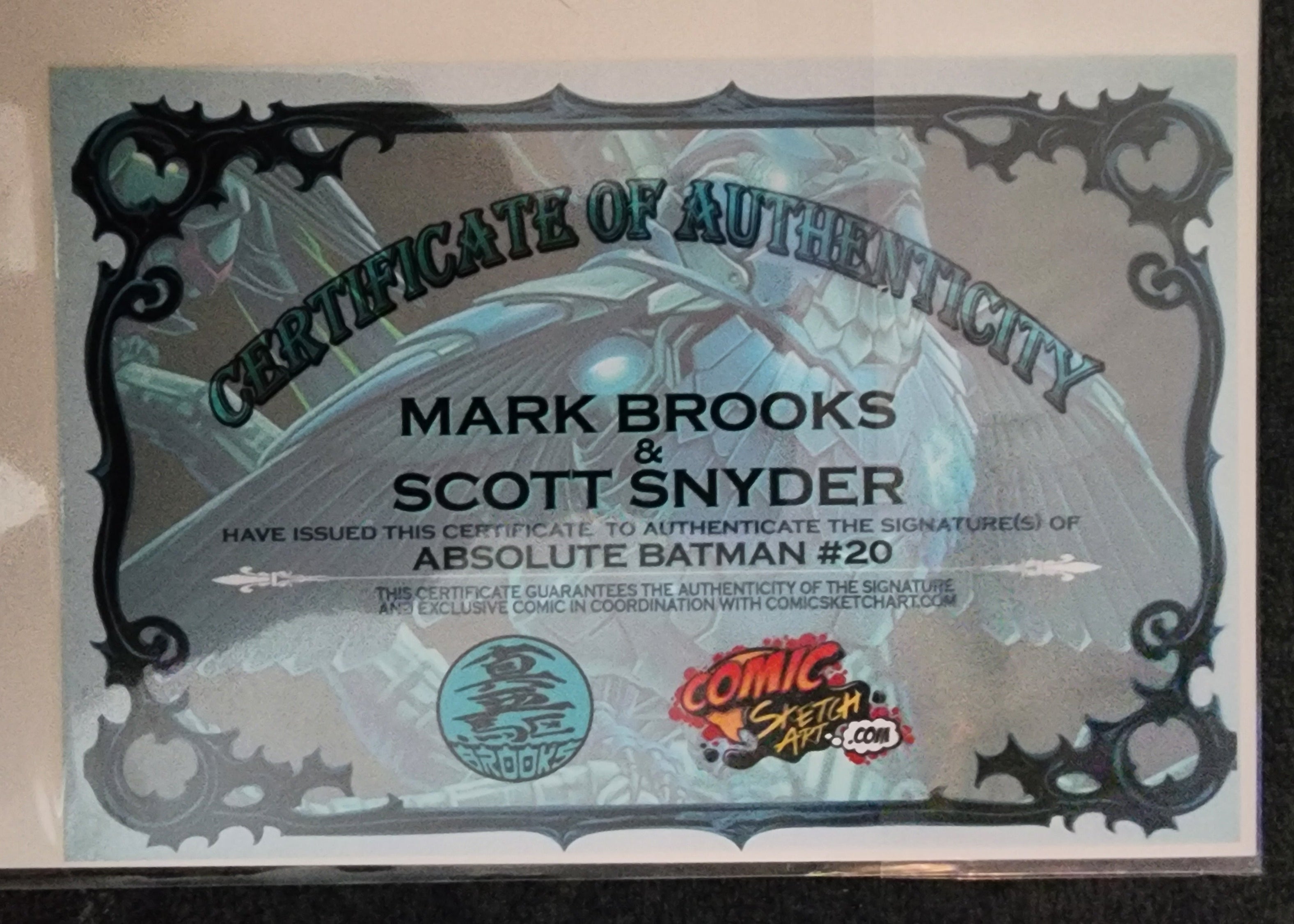 Absolute Batman #20 Mark Brooks GITD Virgin Variant 2X Signed by Snyder & Brooks!🔥CoA