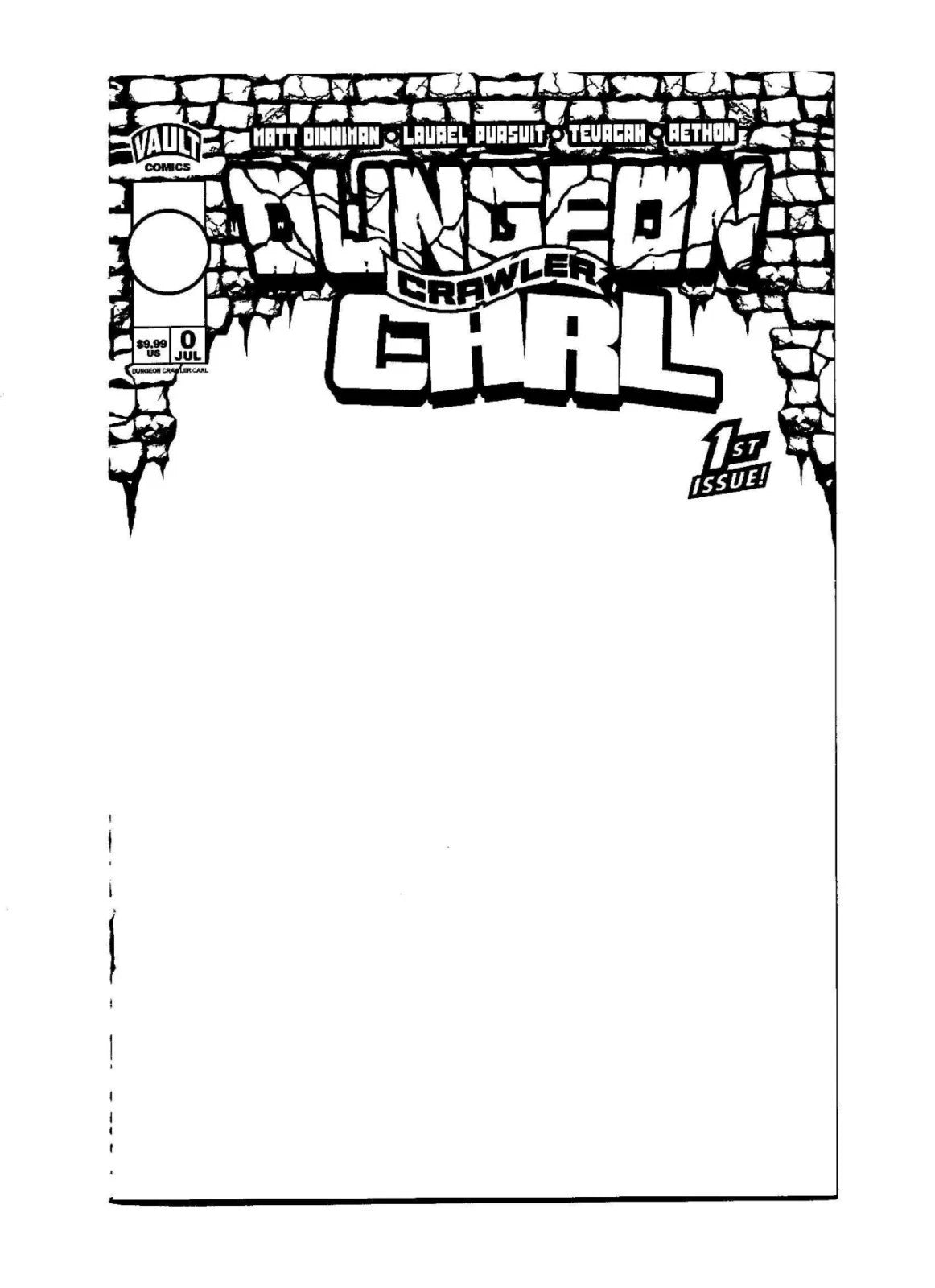 Dungeon Crawler Carl #0 Cvr E Blank Sketch cover 1st Issue!